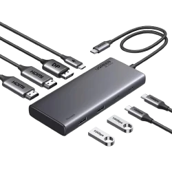 محطة إرساء يو جرين 8 في 1 بمنفذ USB-C شاشة مزدوجة 4K HDMI, DisplayPort, USB 3.2